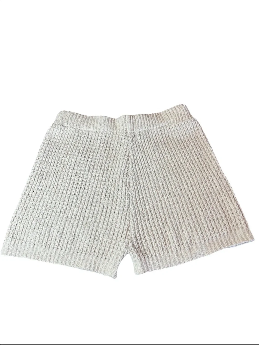 Sincerely Jules Women's Knit Shorts Size L Cream Waffle Knit Lounge Casual Boho